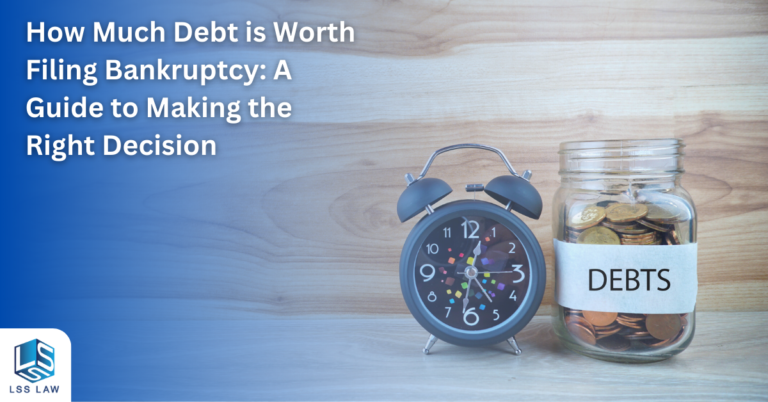 An infographic illustrating the concept of "how much debt is worth filing bankruptcy".