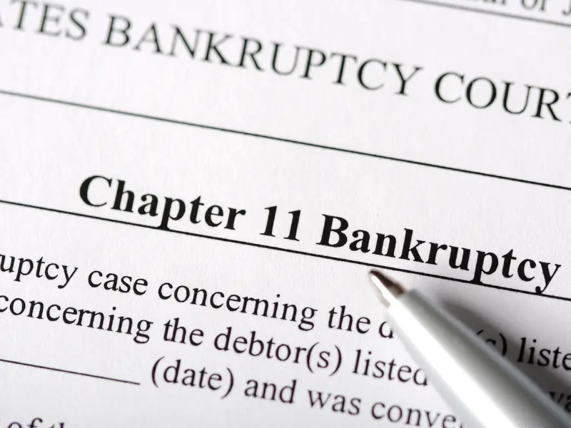 An image of a person reviewing Chapter 7 bankruptcy documents